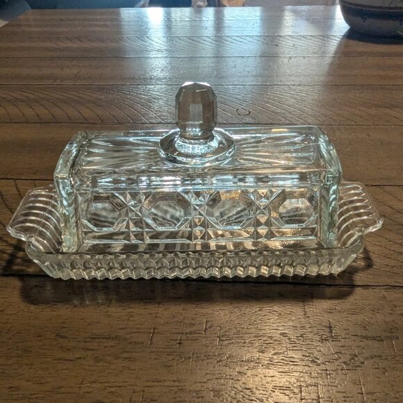 Vintage Federal Glass Windsor Butter Dish Clear Pressed Glass Mid Century - Picture 7 of 7